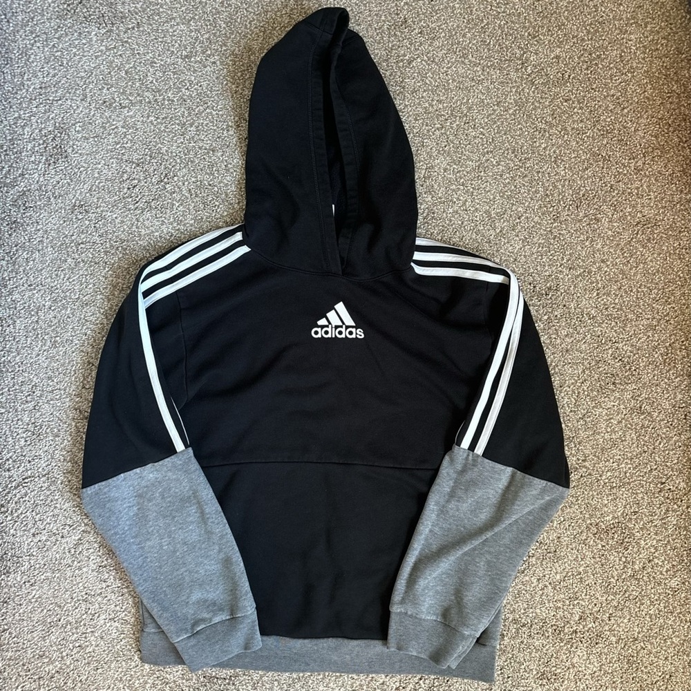Adidas Black Hoodie with White Accents